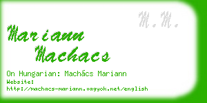 mariann machacs business card